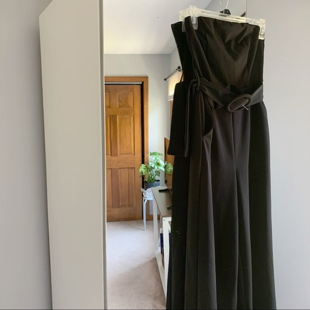 Black Belt Strapless Jumpsuit